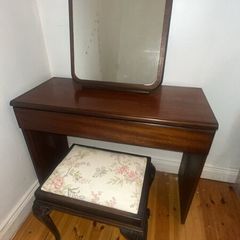 Vintage Dressing Table with Mirror & Stool