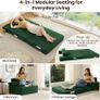 Sofa Bed Single Convertible Chair Bed with Pillow & Armrests, Foldable Futon Mattress with Back Support, Boneless Sofa Bed for Living Room and Bedroom, Dark Green Image 3