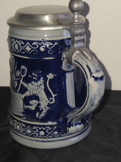 Vintage West German Lidded Beer Stein Kopfenumab Gotterhalt's with Handle