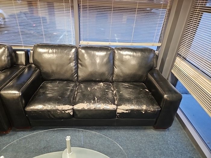 black leather sofa