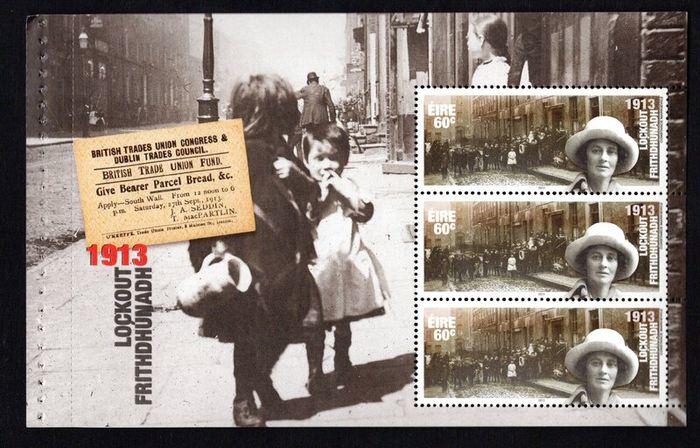 2013 Ireland Centenary of the General Lockout Commemorative Stamp Booklet Mint Never Hinged (MNH). Photos of contents shown.