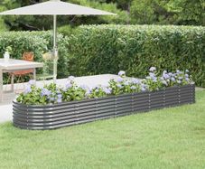 Garden Raised Bed Galvanised Steel 368x80x36 cm Anthracite