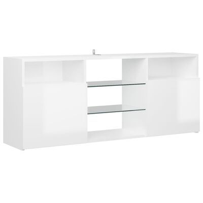 TV Cabinet with LED Lights High Gloss White 120x30x50 cm