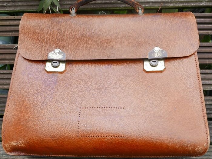 Vintage 70s Vintage Leather BAG 16,2" x 14"