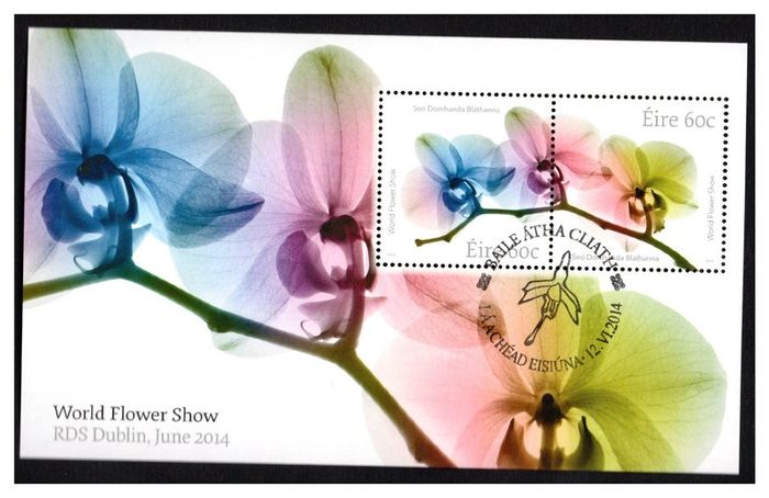 2014 Ireland World Flower Show Commemorative Stamps Miniature Sheet used with First Day of Issue Cancel