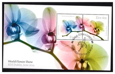 2014 Ireland World Flower Show Commemorative Stamps Miniature Sheet used with First Day of Issue Cancel