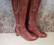 Vintage womens Dr Martens 11436 brown leather heeled riding boots knee high Size Uk 4 EU 37