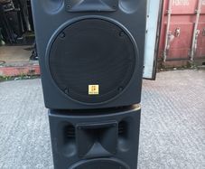 a pair of powered speakers