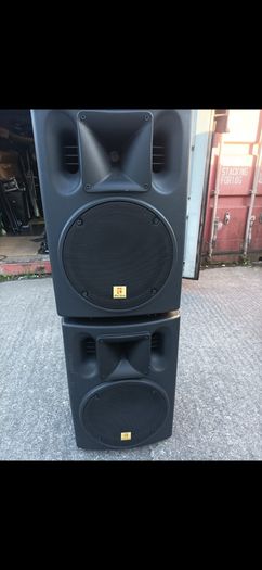a pair of powered speakers