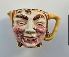 Vintage character 'Price Bros' face jug mid century ceramic pottery jester clown Toby pitcher