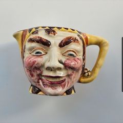 Vintage character 'Price Bros' face jug mid century ceramic pottery jester clown Toby pitcher
