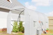 3.5 x 2 x 2 m Large Galvanised Steel Frame Outdoor Poly Tunnel Garden Walk-In Patio Greenhouse - White
