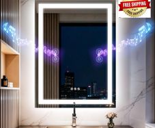 500x700 mm LED Bathroom Mirror with Lights,Bluetooth Dual Speaker,Anti-Fog