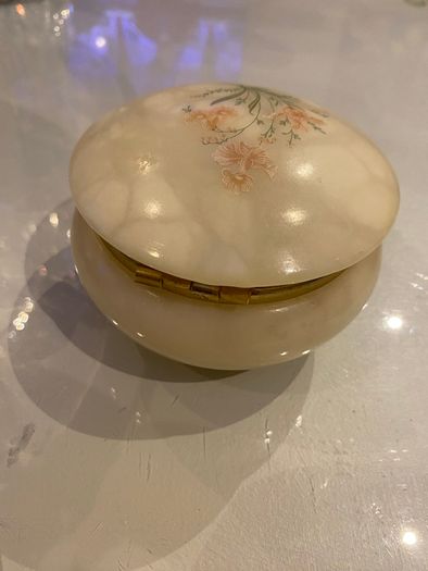 Alabaster reduced trinket dish with mirror