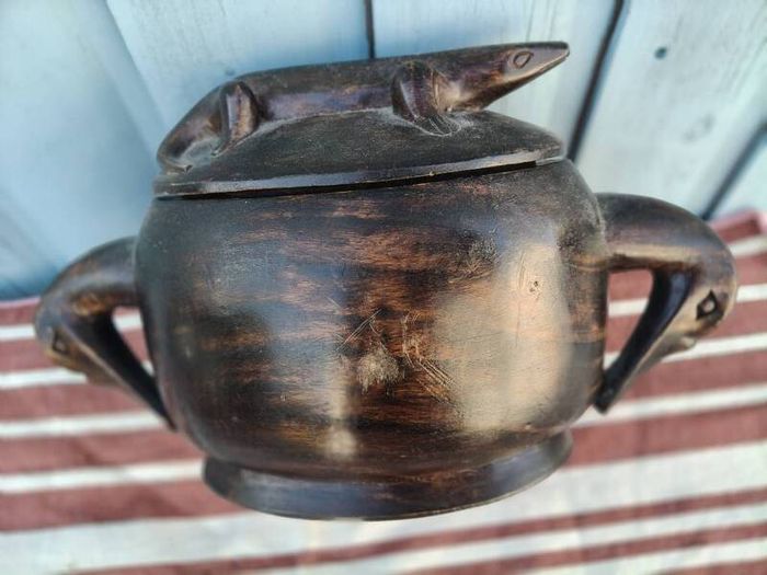 Hand carved Wood Container