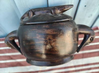Hand carved Wood Container