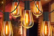 120FT Festoon Lights Outdoor, Garden Patio String Lights Mains Powered, 2200K Warm White, ST38 Waterproof LED String Lights with 62 Plastic Vintage Bulbs for Backyard Party Wedding