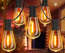 120FT Festoon Lights Outdoor, Garden Patio String Lights Mains Powered, 2200K Warm White, ST38 Waterproof LED String Lights with 62 Plastic Vintage Bulbs for Backyard Party Wedding