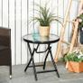 NEW SALE | 45CM Garden Round Table Foldable Dining Table with Safety Buckle Glass Tabletop Metal Covered Edge for Patio Garden Outdoor Indoor Space Image 2