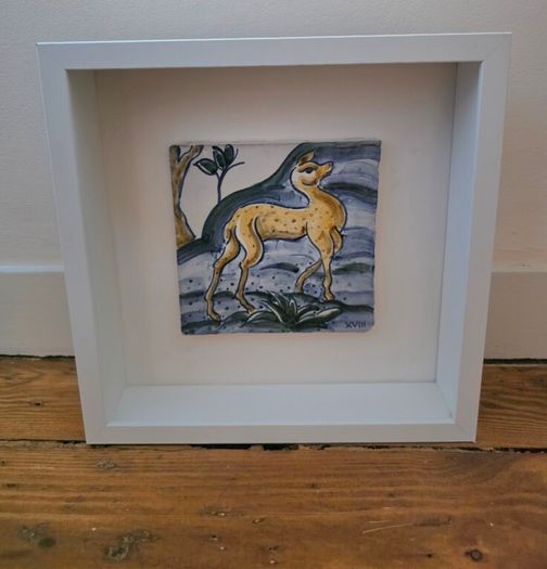Ceramic Hand Painted Italian Framed Tile