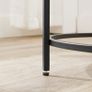 _Round Small Coffee Table Glass Table with Metal Frame Bedside Table Sofa Table Balcony Tempered Glass Black Image 5