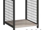 _Bedside Table with Wheels Steel Frame Shelves 40 x 40 x 50 cm for Living Room Bedroom Industrial Design Greige-Black