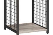 _Bedside Table with Wheels Steel Frame Shelves 40 x 40 x 50 cm for Living Room Bedroom Industrial Design Greige-Black