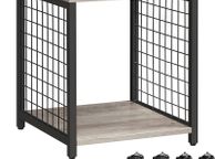 main image for ad _Bedside Table with Wheels Steel Frame Shelves 40 x 40 x 50 cm for Living Room Bedroom Industrial Design Greige-Black