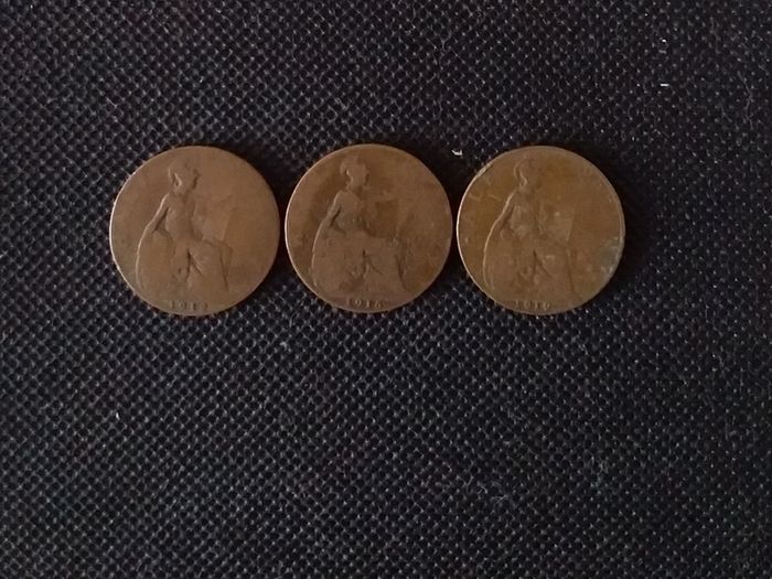 Collection of George V - Pre-Decimal English Half Penny Coins (3)