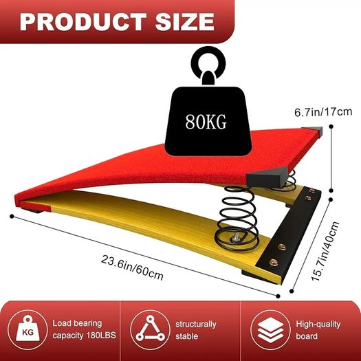 Gymnastics Springboard for Kids Vaulting Training Fitness Playing, Portable Curved Spring Board, Hard Wood Practice Equipment, Elastic Board for Home Room Athletics Training