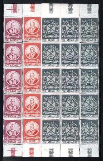 1969 Vatican City The 100th Anniversary of the Circle of Saint Peter Commemorative Stamps  Blocks of 15 Mint Never Hinged (MNH)