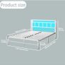 Double Bed Frame with Storage Headboard,4ft6 Bed Frame Double Bed Base with Charging Station and LED Lights,Metal Platform Double Bed 135x190,Mattress Base No Box Spring Needed,No Noise,White Image 8