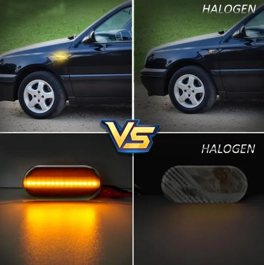 LED Side Marker Turn Signal Light Smoked Lens Sequential Blink Amber for VW