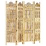 Hand carved 4-Panel Room Divider 160x165 cm Solid Mango Wood Image 6