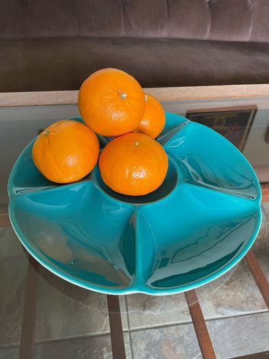 Confetti Serving Dish Teal Green by  Aluminia Royal Copenhagen Denmark 1950s