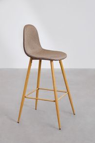 3 x SKLUM Glamm 65cm Counter Stools Taupe Grey / Natural Wood