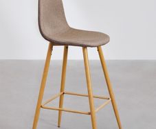 3 x SKLUM Glamm 65cm Counter Stools Taupe Grey / Natural Wood