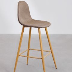 3 x SKLUM Glamm 65cm Counter Stools Taupe Grey / Natural Wood