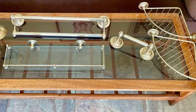 Vintage 20th Century Retro Gilt Metal Bathroom Accessories