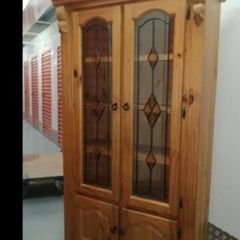 Solid wood Display Cabinet/ Book Case with double doors, shelves and storage.