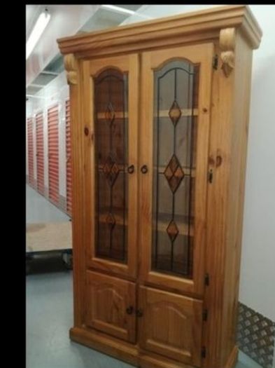 Solid wood Display Cabinet/ Book Case with double doors, shelves and storage.