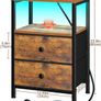 Bedside Table 2 with Charging Station, Side Table with LED Light Image 4