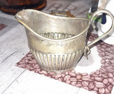 Antique Silver Jug fluted body design Curved Handle