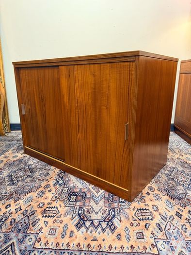 Mid Century Modern Teak Sliding Door Cabinet