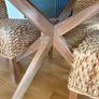 Round stone table with solid wood legs 120cm Image 3