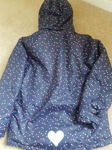 Girls Navy Heart Padded Coat