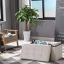 NEW SALE | Folding Ottoman Storage Bench with Lid, Foot Stool Faux Leather Large Storage boxes with Lid, Beige, 76 x 38 x 38 cm Image 5