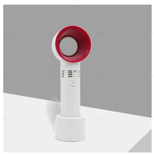 Portable Mini Bladeless Fan Handheld Desktop Mini USB Rechargeable Cooling Fan - White / Red