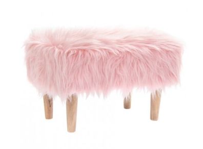 Pink Faux fur Footstool
