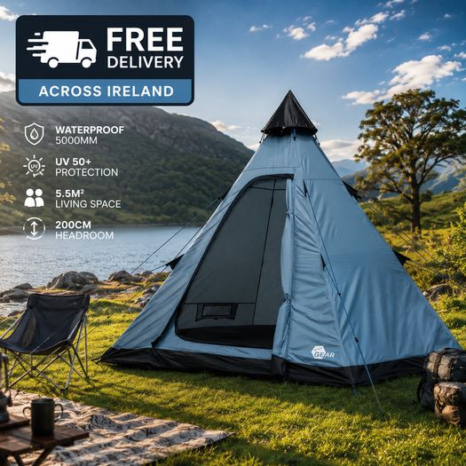 Tent 3 Person Teepee Tent Camping Waterproof 5000 mm FREE DELIVERY